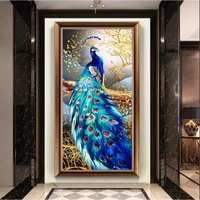 Peinture au diamant 5D DIY de haute qualité professionnelle, motif paon, style moderne classique, pour décoration murale et décoration intérieure