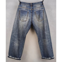 Jeans en denim japonais selvedge déchiré, coupe slim, pour homme, en coton, lavage intensif, style vintage, haute qualité, personnalisé, ODM, hiver