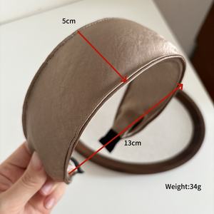 Serre-tête large en satin coréen, couleur unie, pour femme, accessoire capillaire doux et élastique - Product Image 2