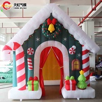 Maison de Noël gonflable 3x3m avec cannes en sucre et boîtes cadeaux, nouvelle conception, tente Grotte du Père Noël