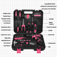 Ensemble d'outils de 153 pièces avec perceuse sans fil, outils à main en acier au carbone, coffret moulé par soufflage pour la réparation à domicile et les projets de bricolage