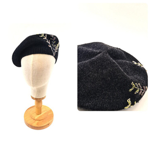 Boina de Cachemira personalizada <span class=keywords><strong>para</strong></span> mujer, gorro de invierno de fábrica, informal, elegante, Vintage, <span class=keywords><strong>Crochet</strong></span> francés, <span class=keywords><strong>para</strong></span> viajar, 100% - Product Image 4