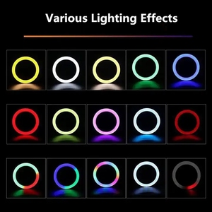 Anneau <span class=keywords><strong>lumineux</strong></span> <span class=keywords><strong>LED</strong></span> RGB 10 pouces avec trépied et support de <span class=keywords><strong>téléphone</strong></span> pour photographie, éclairage d'appoint circulaire, maquillage et selfies - Product Image 4