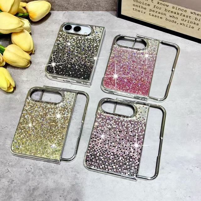 Luxury Sparkle Full 3D Rhinestone Diamond Protective Girls Mobile Phone Case for iPhone 18 Duo Fold Cover Shell Bags