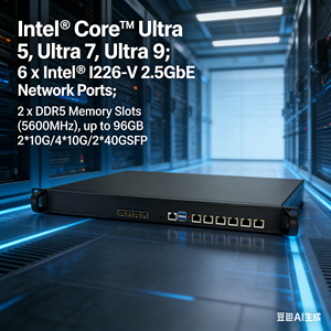 Serveur Pare-feu 1U Ultra 5-225H DR5 6 avec 2.5G LAN et prise en charge Pfsense, compatible 2*10G/4*10G/2*40G - Product Image 3