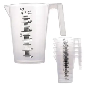 Kitchen Cooking Baking Pitcher Clear 500ml Plastic Measuring Cup With Handle