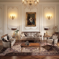 Canapé sectionnel de luxe victorien de style rococo classique, sculpté à la main, rembourré en éponge, pour salon et entrepôt