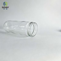 Pot en verre droit et haut de 500 ml en vrac, avec bouchon fileté, vide, pour produits secs, sauces aux fruits, usage commercial