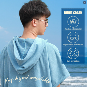Toalla Poncho con capucha para adultos, Poncho <span class=keywords><strong>de</strong></span> <span class=keywords><strong>playa</strong></span> para Surf, traje <span class=keywords><strong>de</strong></span> neopreno superabsorbente, toalla cambiante con capucha - Product Image 2
