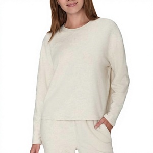 Suéter Casual Unisex de Punto Crema, Cuello Redondo, Manga Larga, Corte Holgado, Transpirable, Color Sólido, para Otoño, Venta al Por Mayor OEM - Product Image 5