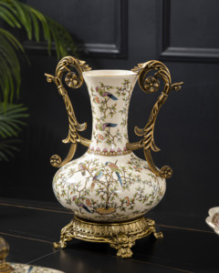 Fabrication chinoise, style européen, artisanat de fleurs en céramique turque de luxe antique fait main avec base en alliage, design <span class=keywords><strong>Art</strong></span> Déco - Product Image 6