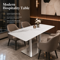 Restaurant-Tische und -Stühle, Esstisch aus Sinterstein mit Edelstahlgestell für Café, Hotel, Bar und Esszimmer