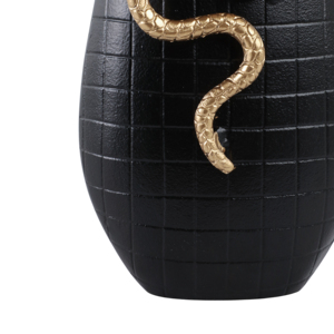 Vaso Scultoreo a Forma di Serpente Nero con Decorazioni Dorate, Elemento Decorativo per Soggiorno, Camera da Letto, Sala da Pranzo, Ufficio - Product Image 5