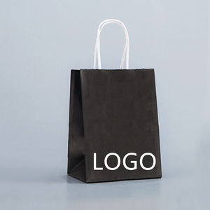 ถุงกระดาษคราฟท์สีขาวและสีน้ำตาลแบบมีหูหิ้วบิด พร้อมพิมพ์โลโก้ - Product Image 3