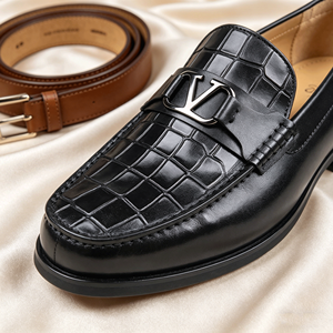 <span class=keywords><strong>Mocasines</strong></span> Impermeables y Transpirables, <span class=keywords><strong>Mocasines</strong></span> Negros con Hebilla en V y Estampado de Cocodrilo para Hombre, Zapatos de Vestir Formales de Cuero, Zapatos Casuales Sin Cordones - Product Image 3