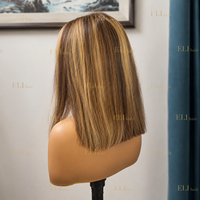 Perruque de cheveux humains péruviens bob P4/27 13x4 Lace Front, ondulée, avec dentelle frontale HD, 16 pouces
