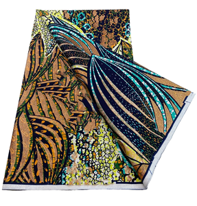 Tessuto looincly olandese originale 100% cotone organico Super Glitter oro con stampa a cera Grand African Hollandaise per ragazze - Product Image 6