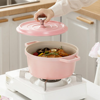 JEETEE Casserole en fonte multicolore Batterie de cuisine en fonte émaillée de couleur Marmite en fonte pour four hollandais avec couvercle
