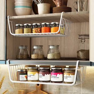 Panier de rangement rectangulaire à suspendre sous l'armoire, organisateur de placard de cuisine, étagère de séparation, écologique - Product Image 1
