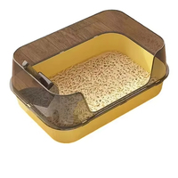 Grande litière rectangulaire semi-fermée à parois hautes pour chat, avec tapis anti-éclaboussures pour toilettes domestiques