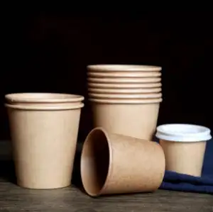 Take away disposable biodegradable custom kraft hot drink PLA coffee paper cup with lid and sleeve