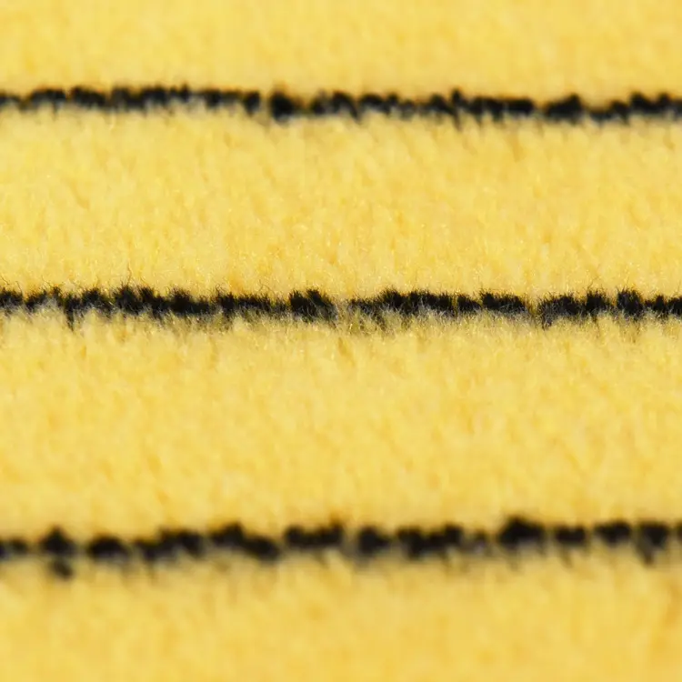 Polyester/akrilik karışımlı rulo fırça kadife kumaş sarı alt ve siyah şerit