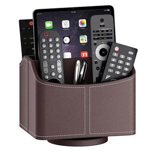 Tùy chỉnh PU da chủ bút 360 xoay bàn tổ chức da màu đen phương tiện truyền thông điều khiển từ xa chủ - Product Image 1