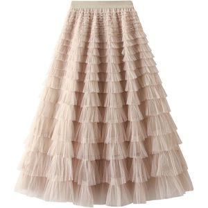FOXA Women's <b>Long</b> Maxi <b>Tulle</b> <b>Skirt</b> High Waisted Tiered Ruffle A Line Mesh Chiffon <b>Skirt</b> for Women - Product Image 4
