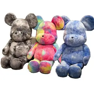 Bearbrick Giant Size Lovely Kawaii Candy Violence Bear Dazzling Teddy Bear Plush Toy Tie-dye Rainbow Throw Pillow Birthday Lover