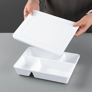 Melamine lidded lunch <b>boxes</b> for commercial use in schools, factories, and canteens; four- or five-compartment serving trays; - Product Image 2
