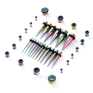 Cầu Vồng 36Pcs Tai Taper Kéo Dài Kit Đôi loe Đường Hầm Thép Không Gỉ Tai <span class=keywords><strong>Piercing</strong></span> Expander Thịt Đường Hầm Phích Cắm - Product Image 4