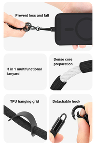 Sangle de cou universelle réglable 3 en 1 en nylon tressé pour téléphone portable avec logo personnalisé, cordon anti-perte - Product Image 6
