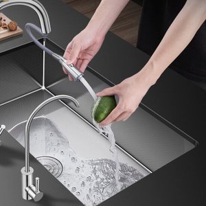 Fregadero de Cocina Artesanal con Relieve, de Acero Inoxidable 304, de Montaje Inferior, con un Solo Tazón Grande - Product Image 1