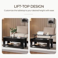 Table basse en bois relevable avec grand rangement dissimulé pour salon, table à manger en bois avec plateau relevable – Vente en gros