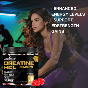 Gomitas AegelWell Creatine HCL con cúrcuma, pimienta negra, gomitas de creatina para ganar músculo, mejorar la resistencia - Product Image 2