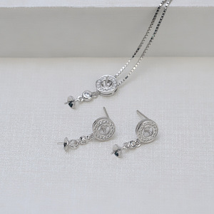 Handmade S925 Silver DIY Accessories <b>Set</b> Double Bead <b>Pearl</b> Empty Holder Europe Style Fashion Jewelry-<b>Necklace</b> Pendant Ear Studs - Product Image 2