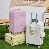 Valise unisexe en ABS avec porte-gobelet, dotée d'une palette de couleurs inspirée de la crème glacée, d'un design frais et d'une construction durable