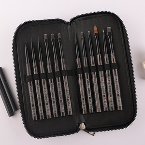 ชุดแต่งเ<span class=keywords><strong>ล</strong></span>็บด้ามไม้สีดำสไต<span class=keywords><strong>ล</strong></span>์ญี่ปุ่น12ชิ้นทนทานต่อเล็บพร้อมปากกา<span class=keywords><strong>เจ</strong></span><span class=keywords><strong>ล</strong></span>ยูวีขนสังเคราะห์ - Product Image 4