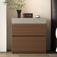 Table de chevet en bois mat sans peinture avec tiroir antivol dissimulé, haut de gamme, multifonctionnelle, style luxe léger