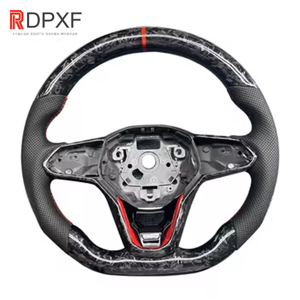 พวงมาลัยรถยนต์ RDPXF สำหรับ Volkswagen VW Golf <span class=keywords><strong>8</strong></span> Mk7 Mk8 GTI 7R คาร์บอนไฟเบอร์ หนังแท้ ทรงสปอร์ต D/Flat/<span class=keywords><strong>F1</strong></span> ขนาด 50 มม. จับกระชับมือ ใช้ได้กับรถยนต์ทั่วไป - Product Image 1