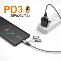 MS, el Cable de Datos USB Tipo C a Tipo C Más Popular, 6 en 1, PD 60W, Carga Rápida