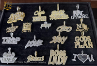 Hip Hop Unisexe Argent Sterling 925 Glacé Micro Insert Personnalisé