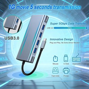 อะแดปเตอร์ฮับ USB-C แบบ 11-in-1 8-in-1 ชนิด TYPE-C พร้อมช่องเสียบการ์ด SD/TF ช่องเสียบเสียง และพอร์ต PD สำหรับแล็ปท็อป iPhone 16/15 MacBook - Product Image 3