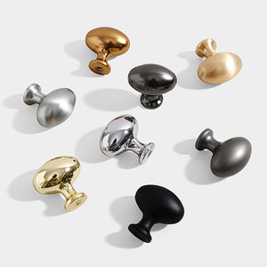 Modern Oval Egg Shape Cabinet <strong>Knobs</strong>, Brushed &amp; Polished Zinc Alloy Drawer Pulls, Single Hole Furniture <strong>Door</strong> Handles - Product Image 5