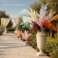 Vente en gros QYY-579 Effet Neige Grandes Feuilles de Bambou Artificielles Semi-faites à la Main en Plastique pour Arrangements de Mariage Extérieurs