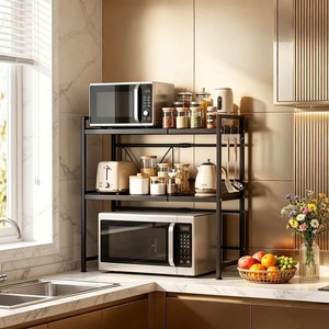 Yujian <b>Microwave</b> Oven Storage Rack 2 Tier Carbon Steel Desktop Kitchen Organizer For Kitchenware - Product Image 2