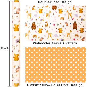 MAYPLUSS Wrapping <b>Paper</b> Woodland Animals 46.8 Square Feet Baby Shower Gift <b>Wrap</b> - Product Image 3
