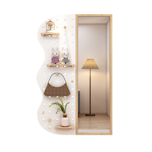 Wall Mounted Sliding Dressing <b>Mirror</b> With Pegboard Full Length Modern Design For Entryway Decorative Use - Product Image 5
