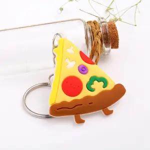 Móc Khóa PVC Hoạt Hình Móc Khóa Pizza Động Vật Trái Cây Đáng Yêu Tùy Chỉnh Móc Khóa Cao Su Sáng Tạo Thực Phẩm