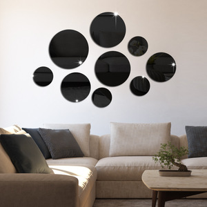 Juego de 9 pegatinas de espejo acrílico 3D redondas para pared, decoración de pared para dormitorio, sala de estar, fondo de TV, pegatinas de espejo para pared - Product Image 4